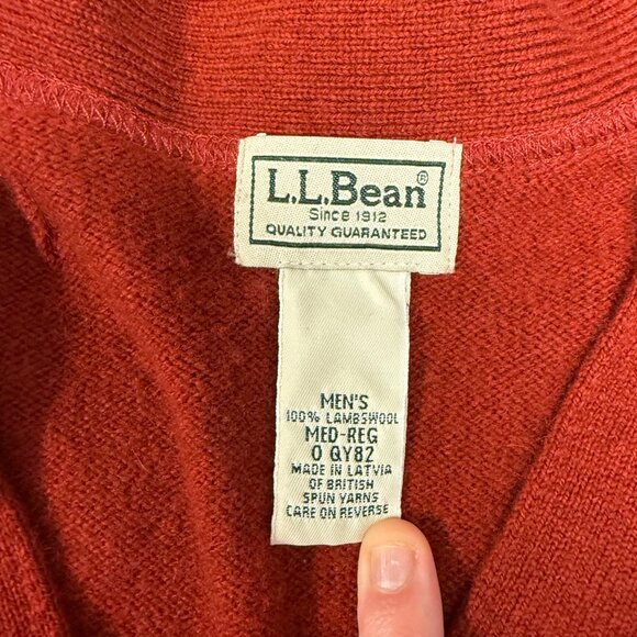 VTG L.L. Bean Mens 100% Lambswool Cardigan Button-Up Sweater Grandpa Sz Medium - Picture 5 of 7